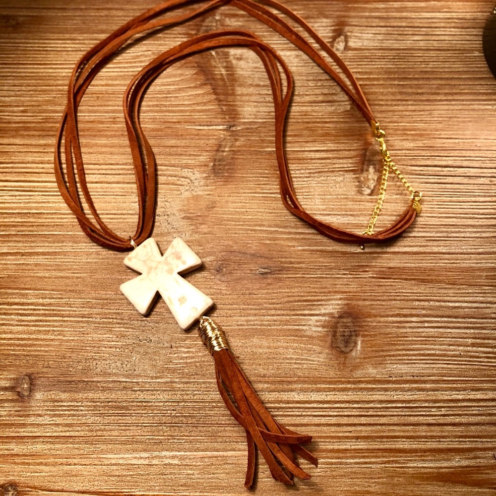 New! Western Cross Tassel Necklace
